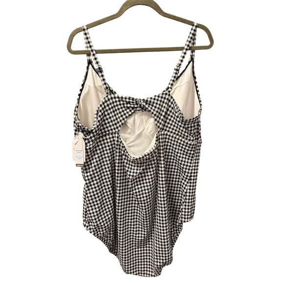 Black And White Gingham One Piece Swimsuit Plus Size Twist Front Cut OutSz 3X - Picture 10 of 12